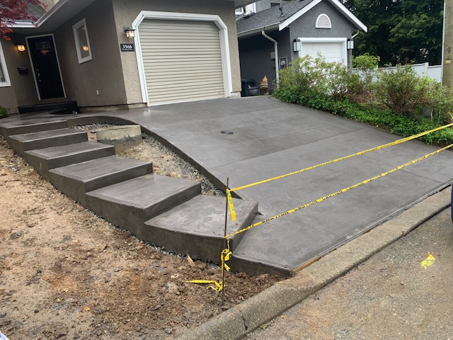 Finished concrete driveway